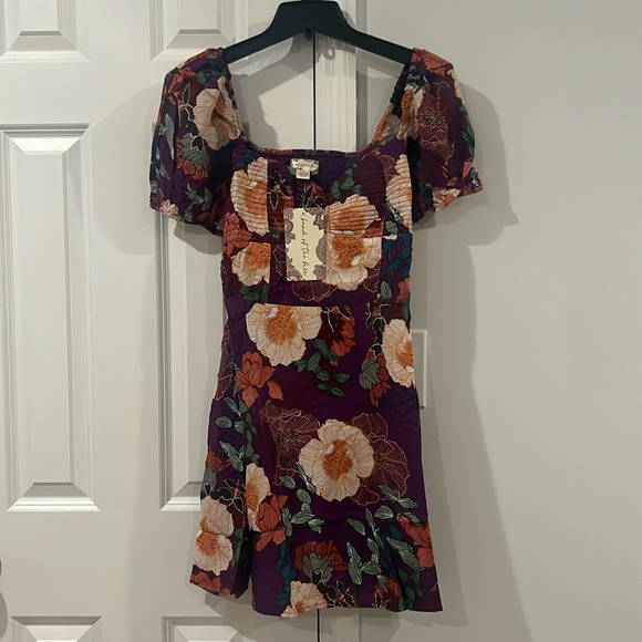 Band of the Free NWT Aimee Purple & Cream Floral Sweetheart Dress - Picture 1 of 6